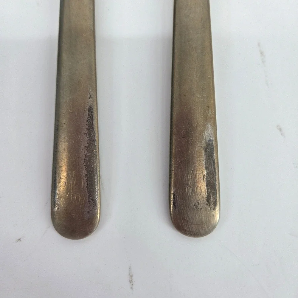 Vintage Holmes & Edwards Silverplate Forks Set of 2 Monogrammed Tapered Handle